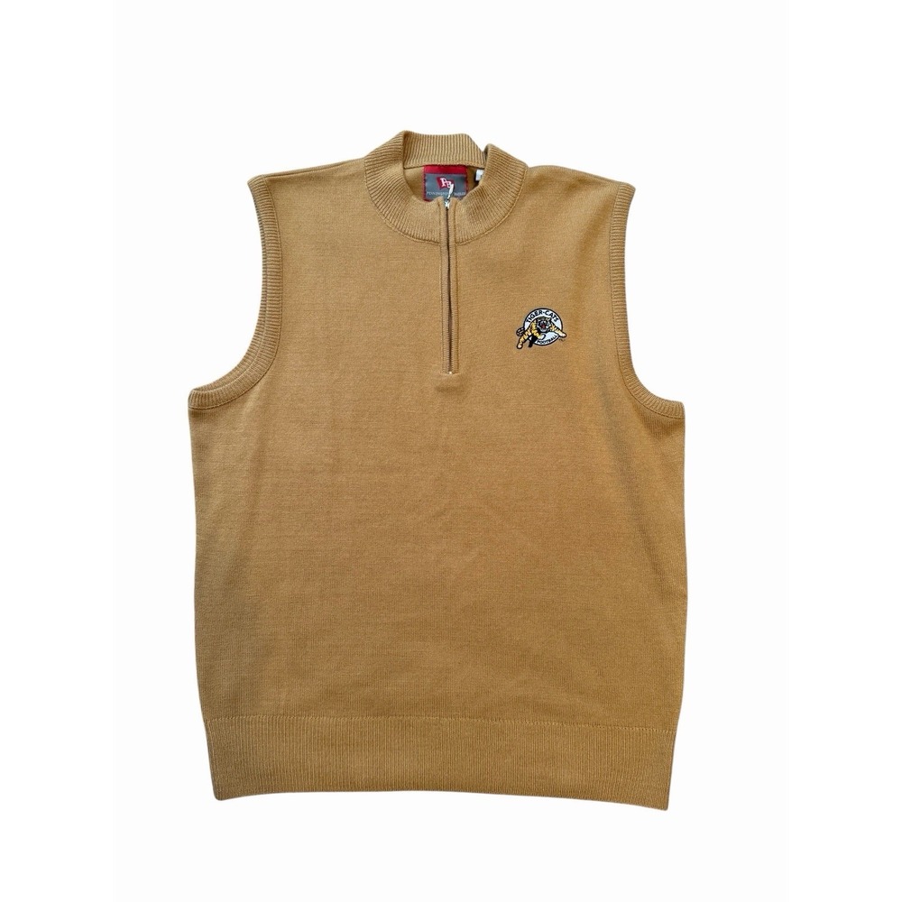 Hamilton Tiger-Cats CFL Tan Vest Mens‎ L 1/4 Zip Pennington & Bailes NWT Golf